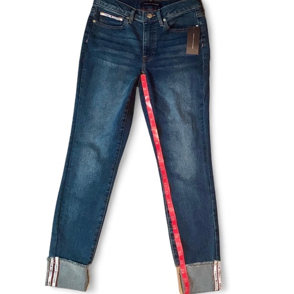 NWT Tommy Hilfiger Sz 2 women’s TriBeCa TH flex raw cuff Dark wash skinny jeans - Picture 4 of 9